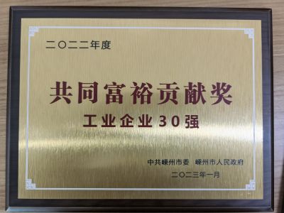 2022年度共同富裕貢獻獎工業企業30強